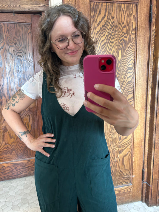 Corduroy V Neck Jumpsuit