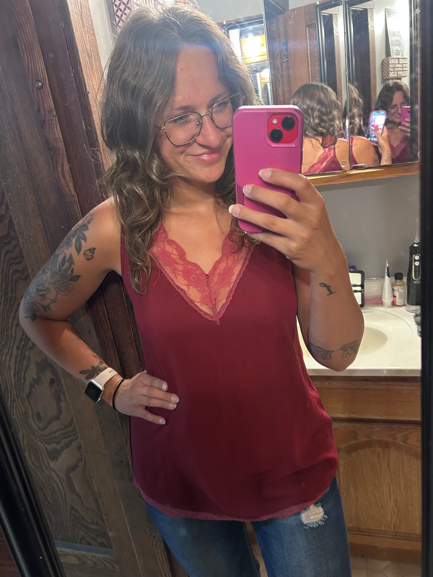 Size Large Lace Trim Tank Top