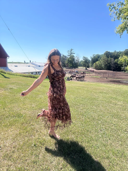 Floral Chiffon Tie Strap Dress