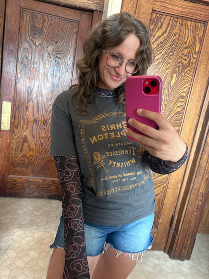 Western Printed Mesh Top