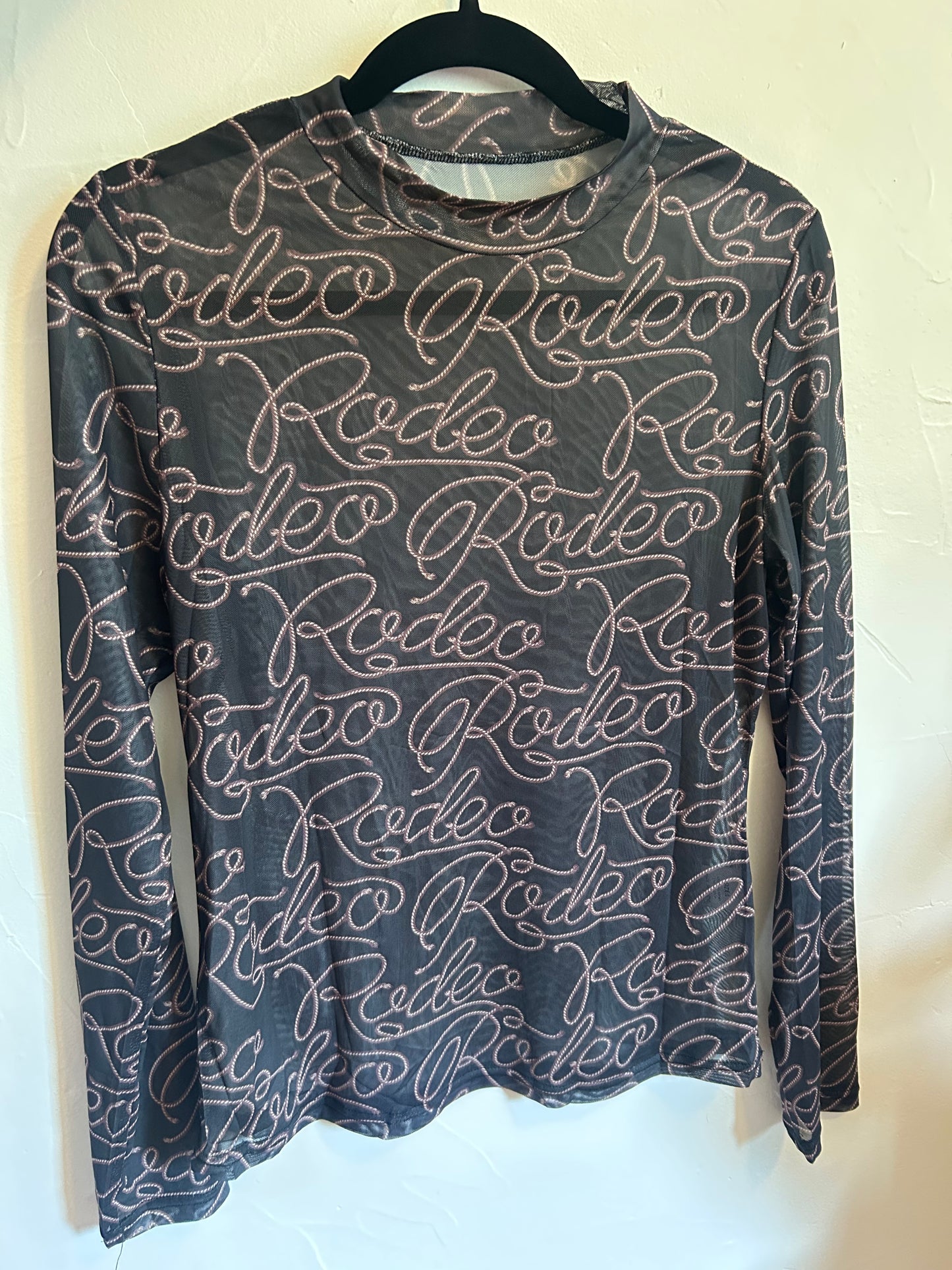 Western Printed Mesh Top