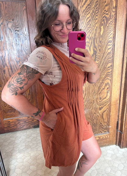 Solid Pleated Sleeveless Romper