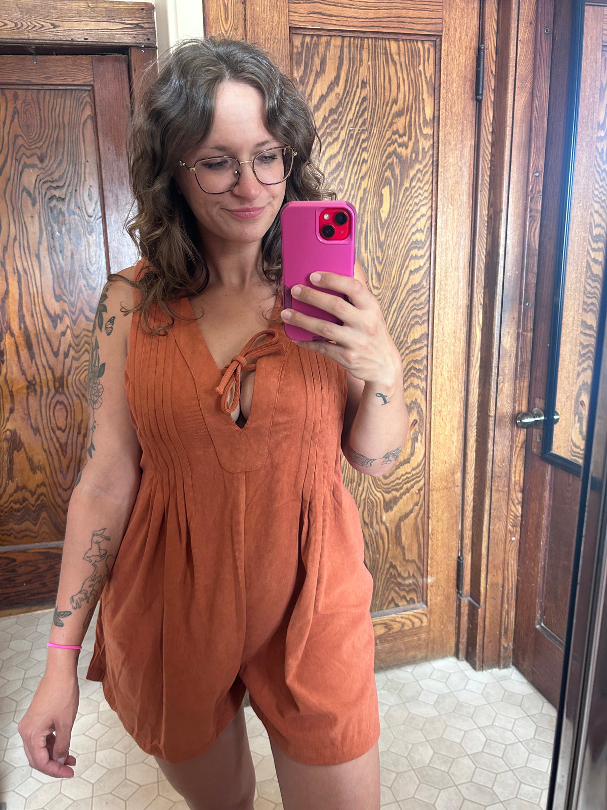 Solid Pleated Sleeveless Romper