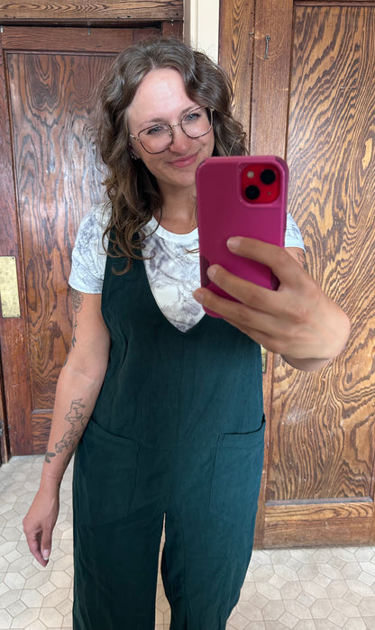 Corduroy V Neck Jumpsuit