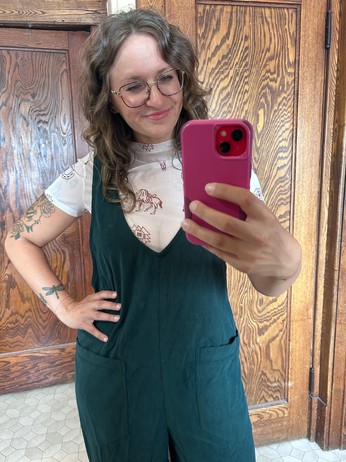 Corduroy V Neck Jumpsuit