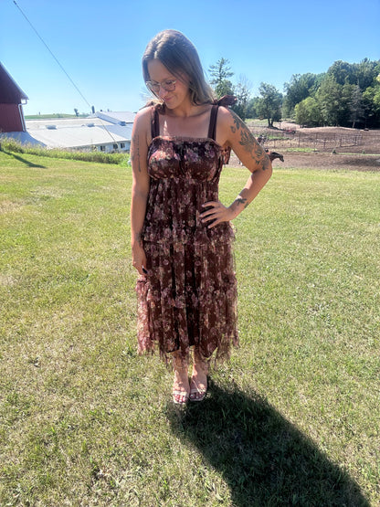 Floral Chiffon Tie Strap Dress