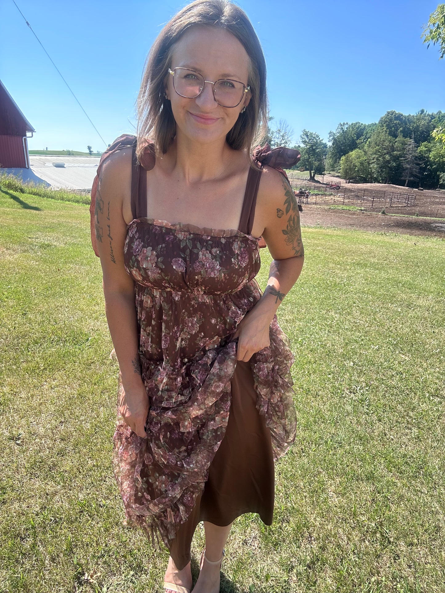 Floral Chiffon Tie Strap Dress