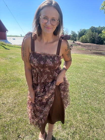Floral Chiffon Tie Strap Dress