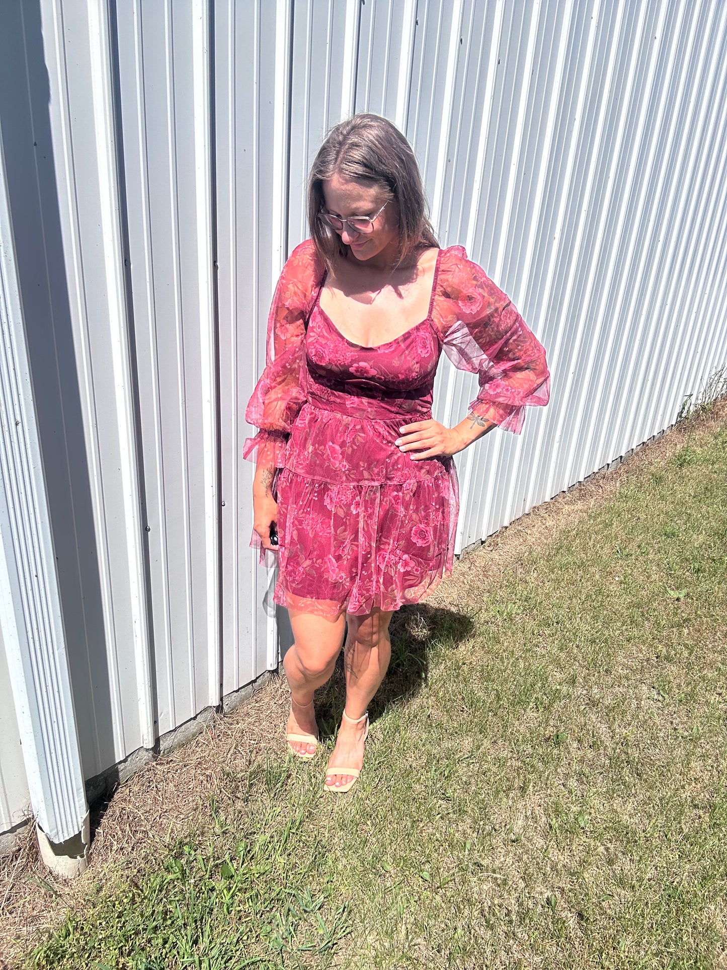 Floral Chiffon Long Sleeve Dress