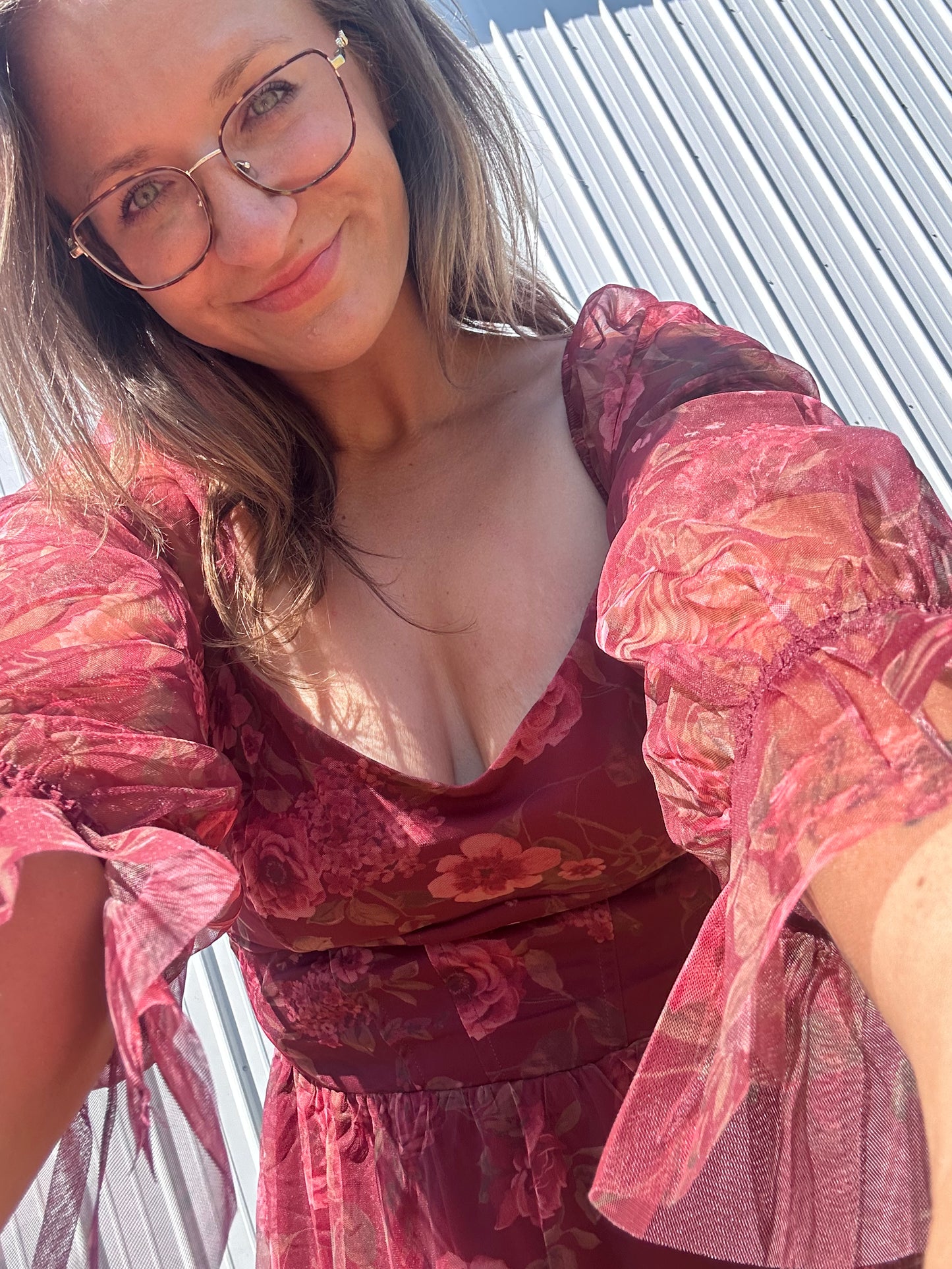 Floral Chiffon Long Sleeve Dress