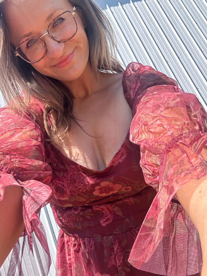 Floral Chiffon Long Sleeve Dress