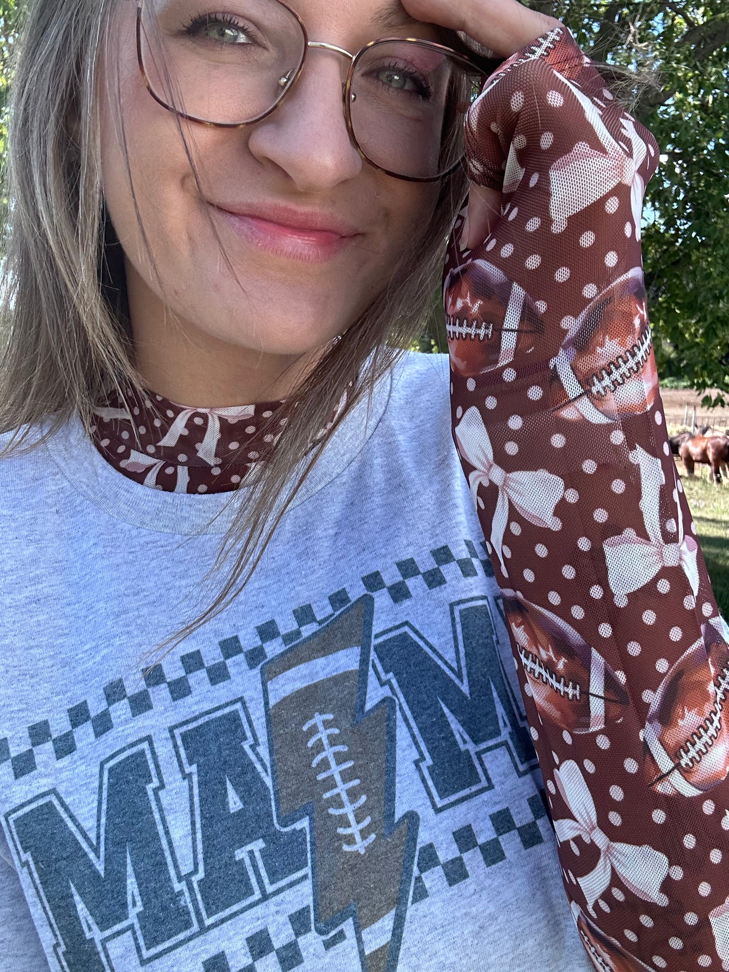 Bow Game Day Mesh Long Sleeve