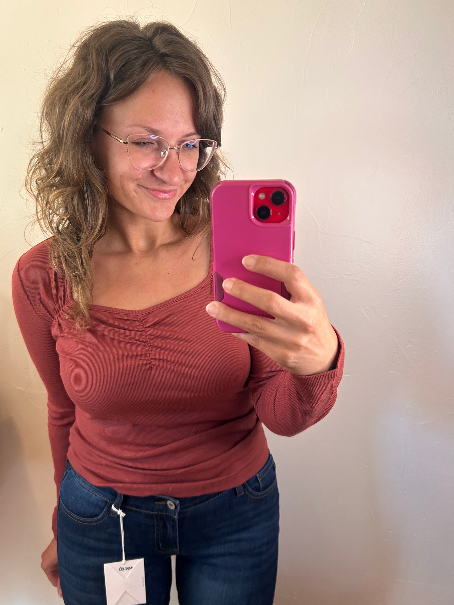 Burgundy Gathered Bust Top