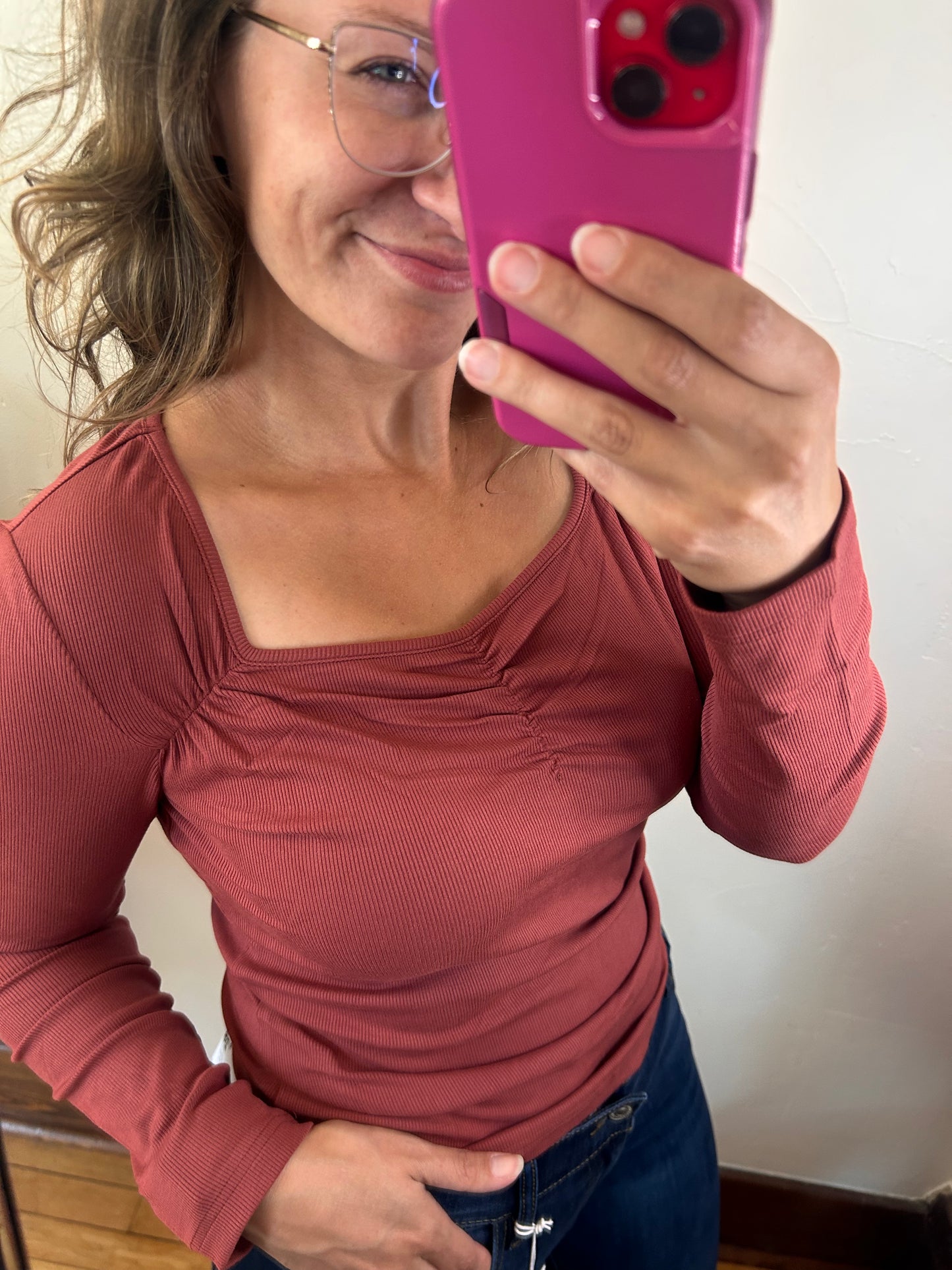 Burgundy Gathered Bust Top