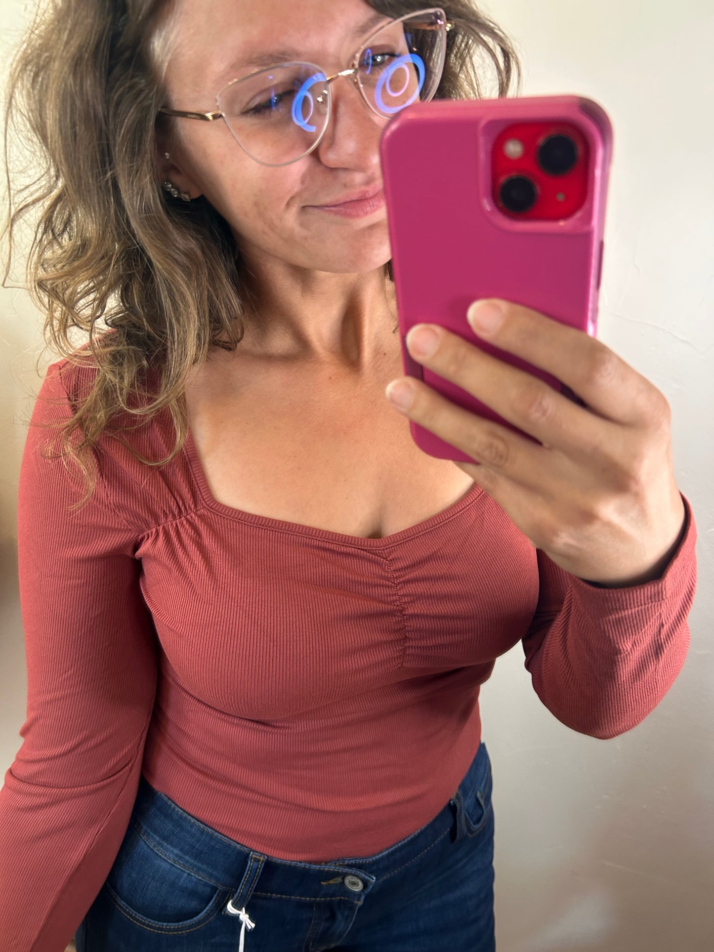 Burgundy Gathered Bust Top
