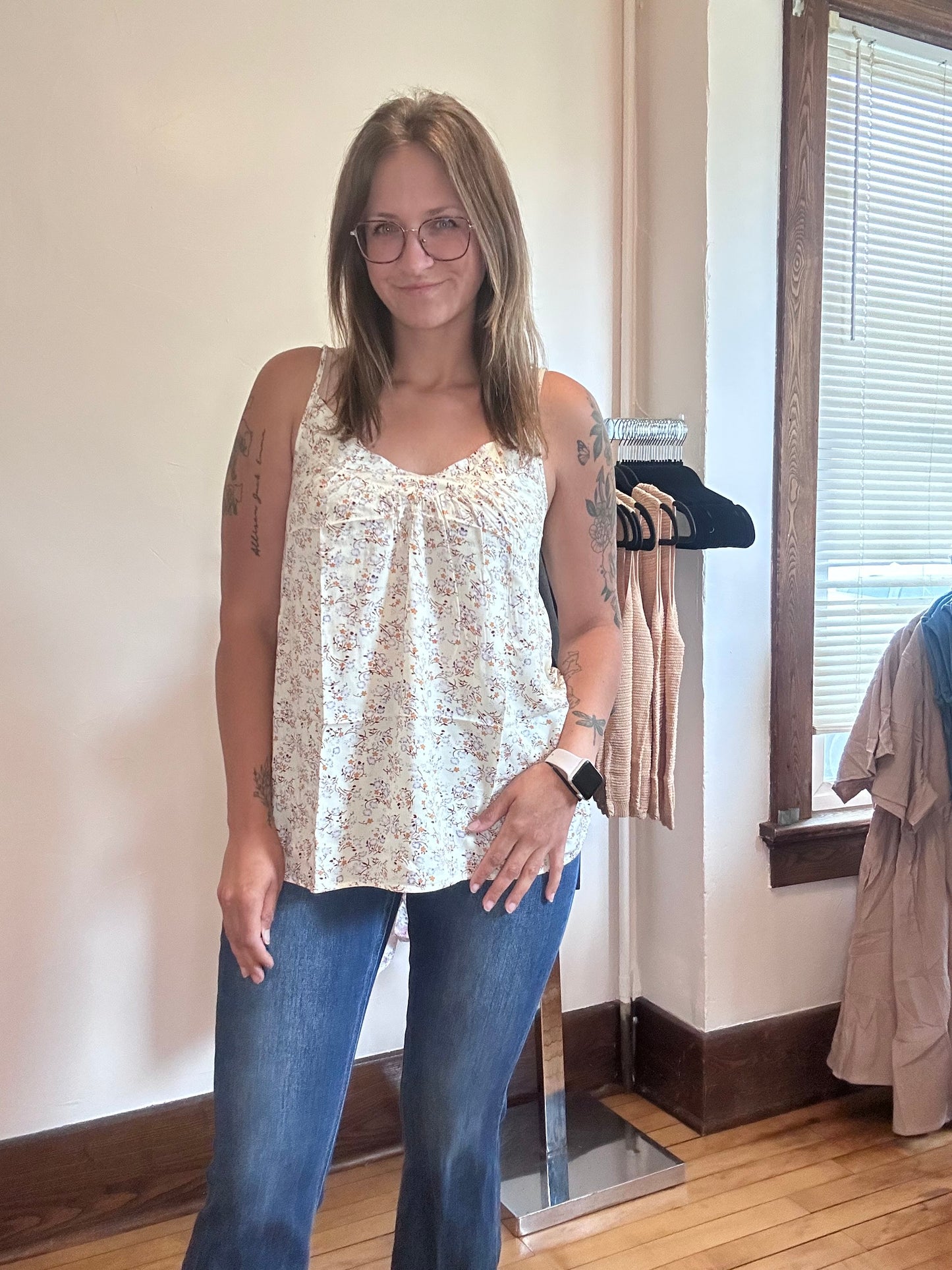 Boho Floral Tank Top - Apricot