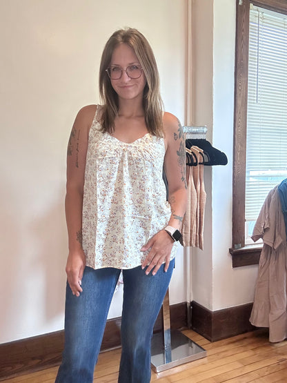 Boho Floral Tank Top - Apricot