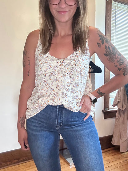 Boho Floral Tank Top - Apricot