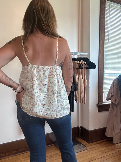 Boho Floral Tank Top - Apricot