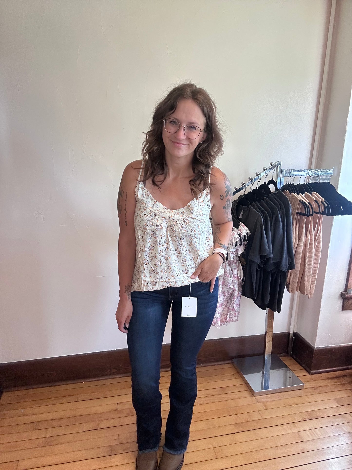 Boho Floral Tank Top - Apricot