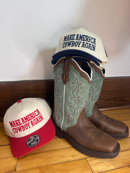 Make America Cowboy Again - Navy/Beige or Red/Beige