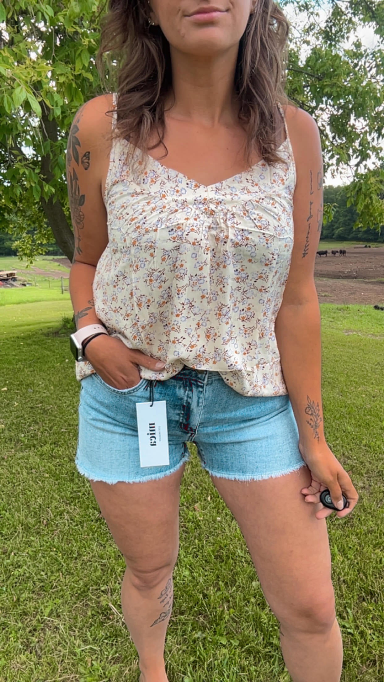 Boho Floral Tank Top - Apricot