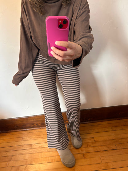 Charcoal Taupe Striped Lounge Pants