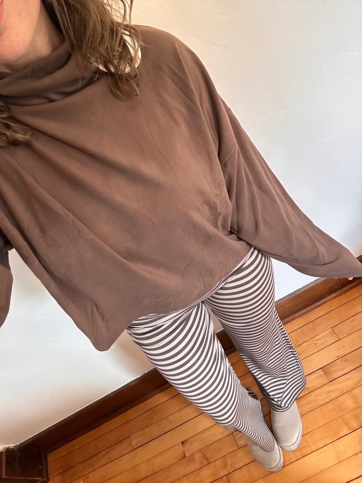 Charcoal Taupe Striped Lounge Pants
