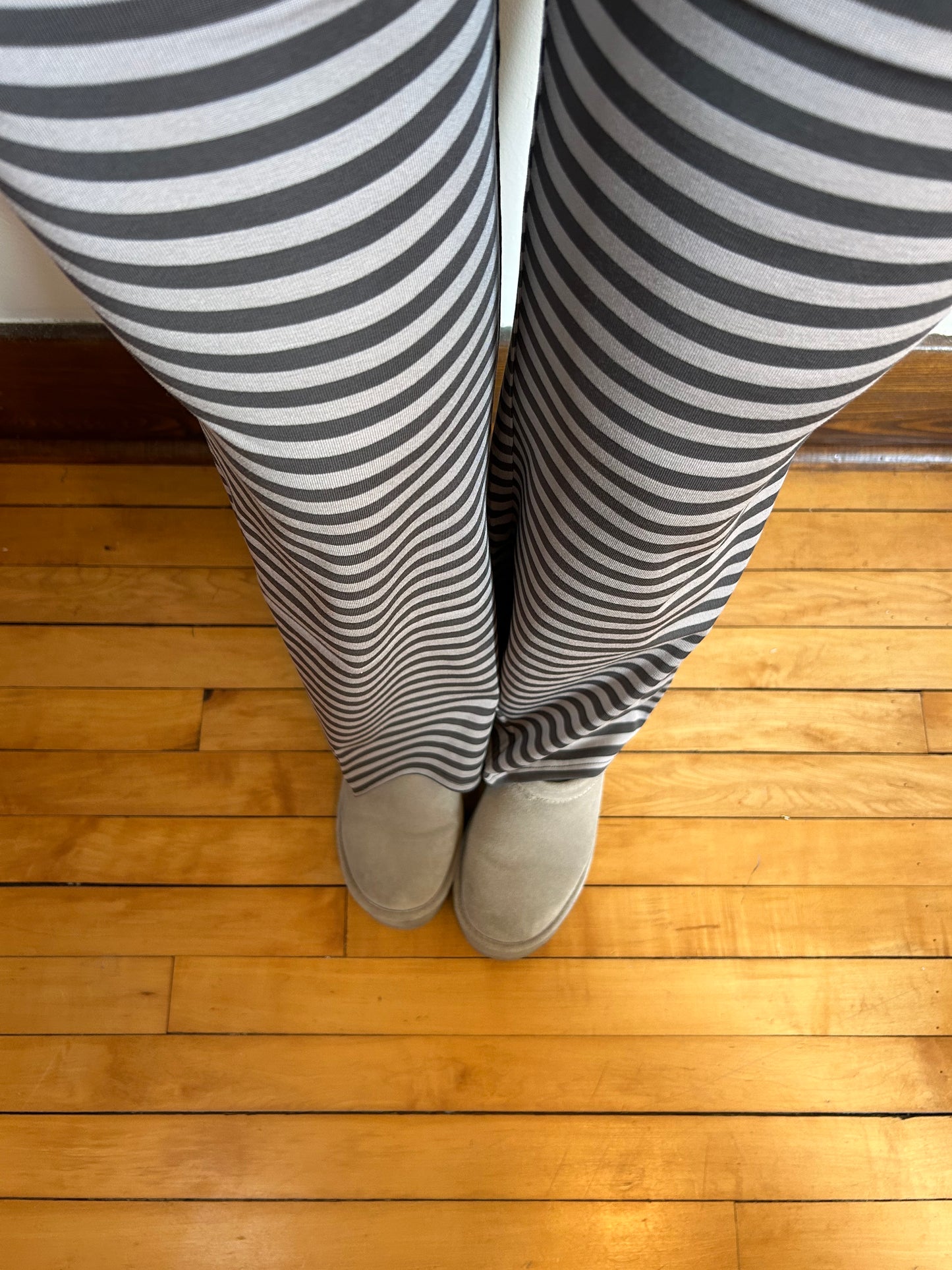Charcoal Taupe Striped Lounge Pants