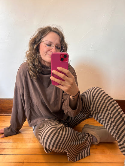 Charcoal Taupe Striped Lounge Pants